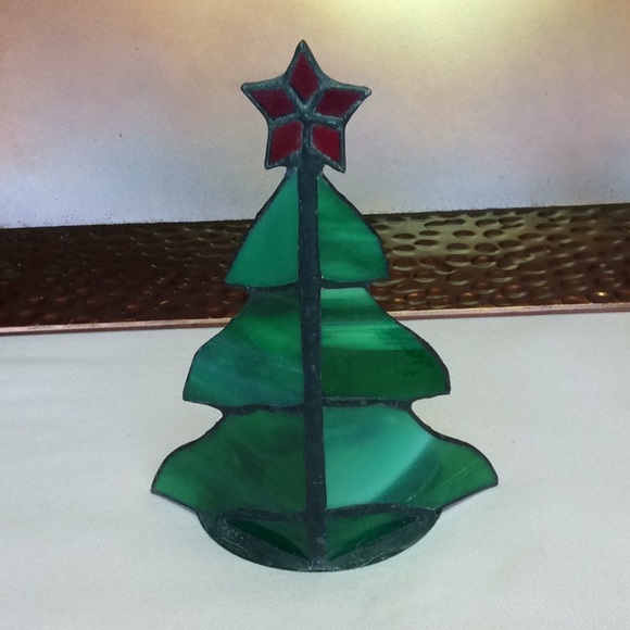 FINAL SALE PRICE Stain Glass Angel & Christmas Tree Votive Holders - Picture 5 of 6